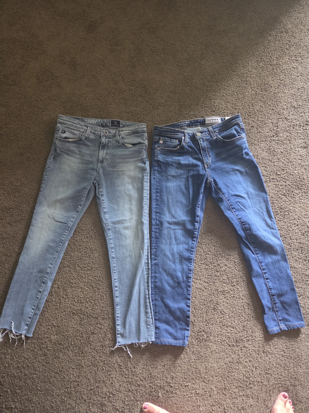 2 Pairs Of AG Adriano Goldschmied The Legging Ankle Jeans Blue Waist 29R